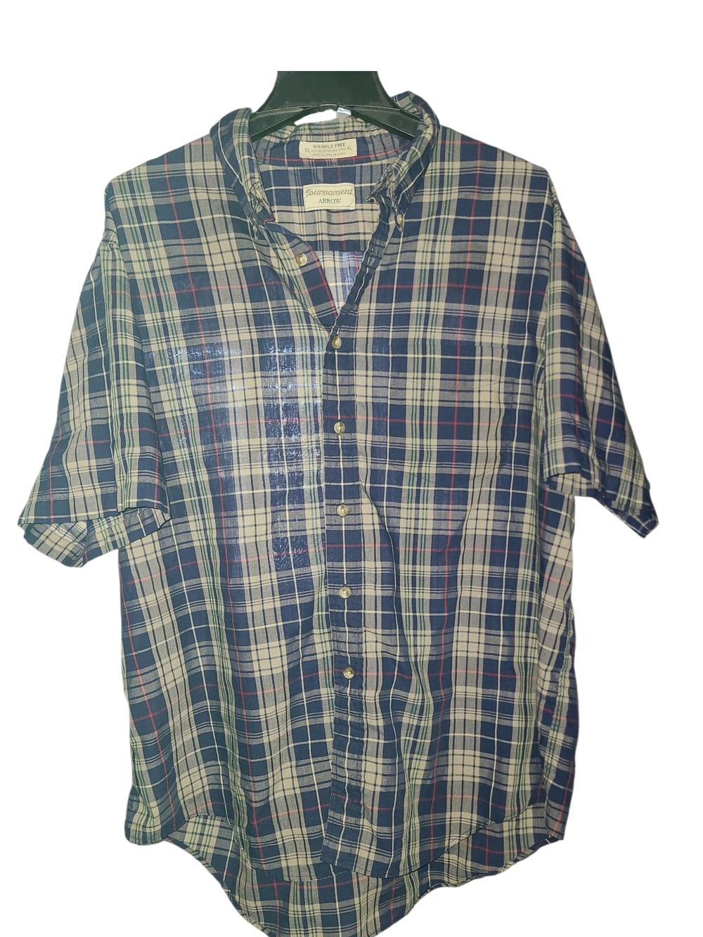 Arrow Men's Short-Sleeve Plaid Button-Down Shirt - Blue/White